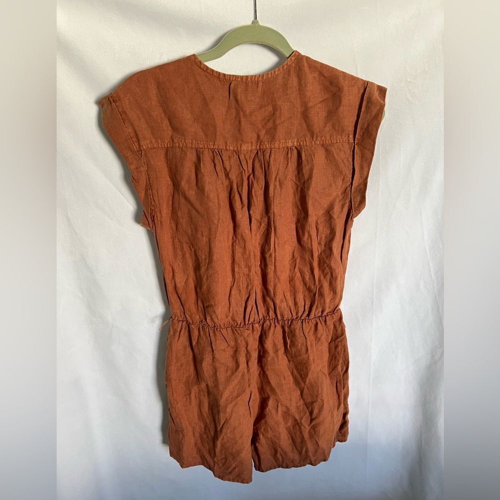 Bella Dahl 100% Linen Cap Sleeve Romper in Rich Sienna size Xs - Picture 4 of 8
